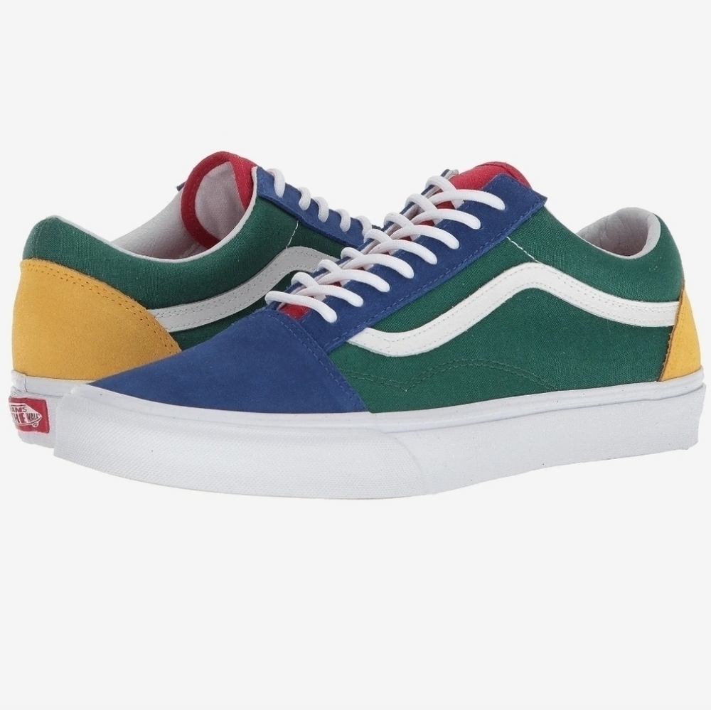 Vans Old Skool Low-Top Sneakers in Green, Blue, Yellow, Red, White